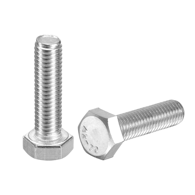 2Pack M8-1.25 x 30mm Left Hand Hex Head Bolt, 304 Stainless Steel Reverse Fully Threaded Fastener Screws Bolts for Machinery, Automobiles and Construction