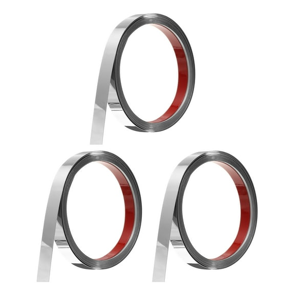 3 Pack Stainless Steel Wall Molding Trim, 10Ft x 0.59 Inch, Peel and Stick Metal Trim, Self-Adhesive Mirror Trim, Mirrored Silver