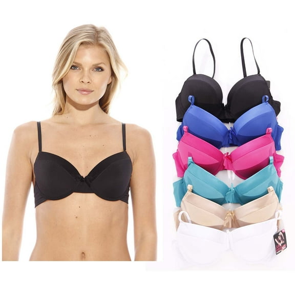 Just Intimates Tuxedo Bras for Women (Pack of 6) (Tuxedo Bra, 36B)