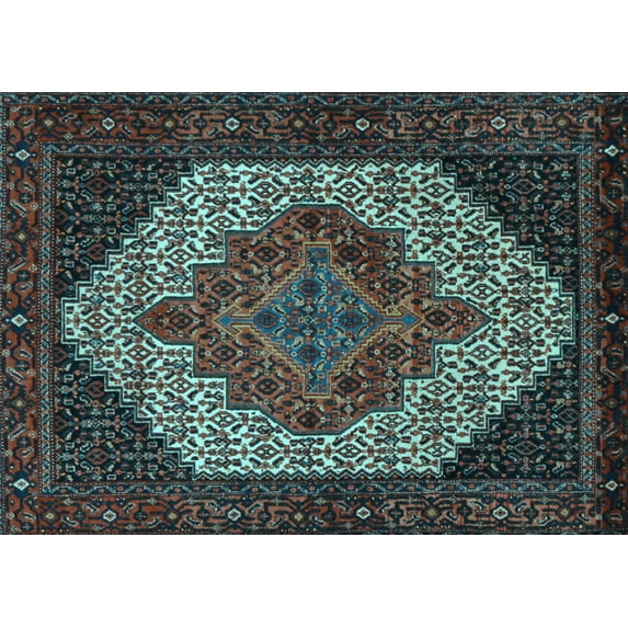 Ahgly Company Indoor Rectangle Persian Light Blue Traditional Area Rugs, 3' x 5'