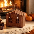 thumbnail image 5 of House Shaped Handwoven Rattan Storage Basket, Portable Organizer with Handle, Rustic Fall Thanksgiving Tabletop Container for Gifts Accessories Entryway & Home Decor, Natural Woven Accent, 5 of 7
