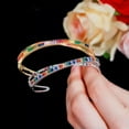 thumbnail image 4 of Adjustable Multicolored Gold Plated CZ Rainbow Open Cuff Bangle Fashion Jewelry, 4 of 9