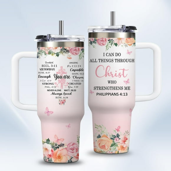 Taza para beber HYMONA, 30 oz, rosa, aislante, cristiano