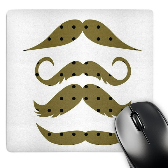 3dRose, Gold and Black Dotted Retro Hipster Mustaches, MousePad