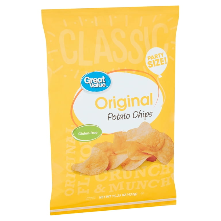 Great Value Original Potato Chips Party Size, 15.25 oz