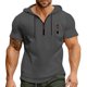 thumbnail image 1 of Sudadera con capucha y bolsillos de manga corta para hombre - Camiseta ligera y transpirable con cordón ajustable, ropa deportiva informal para el ocio/entrenamiento - Poliéster, 1 of 5