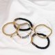 thumbnail image 4 of Pulsera de cuentas de letras de cerámica blanda negra, hecha a mano, elástica, para playa, para verano, para mujer, 4 of 6