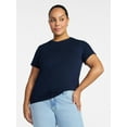 thumbnail image 2 of Time and Tru Women's Slim Fit Crewneck Tee with Short Sleeves, Sizes XS-XXXL, 2 of 6
