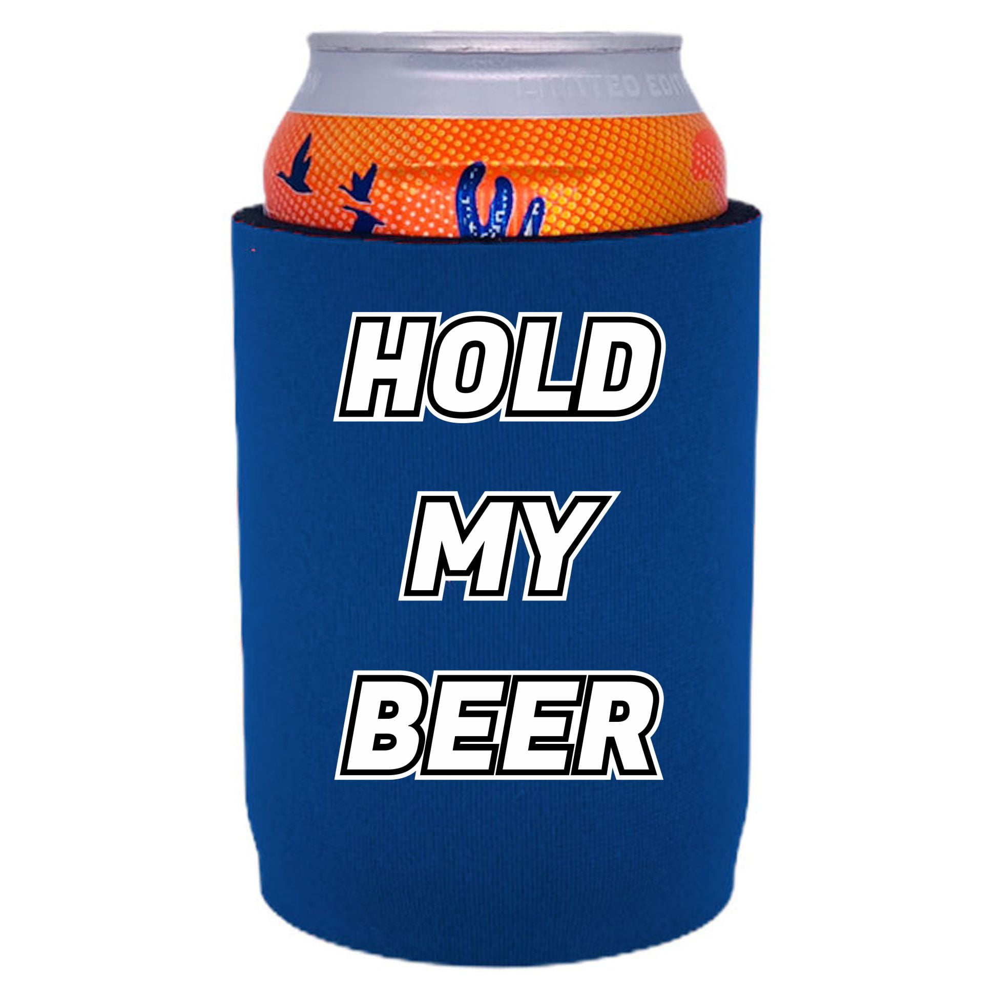 Hold My Beer Neoprene Full Bottom Can Coolie (Royal Blue)