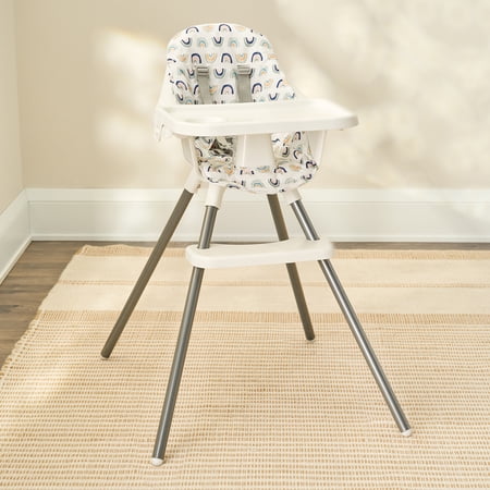 Regalo Baby High Chair with Attachable Tray and 5-Point Harness, 6-36 Months, Rainbow Print