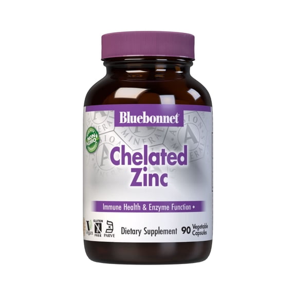 Bluebonnet Albion Chelated Zinc Immune Health & Enzyme Function*, 90 Vegetable Caps