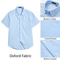 thumbnail image 3 of Mens Dress Shirts Light Blue Short Sleeve Shirt for Men Oxford Shirt Formal Button Down with Pocket, 3 of 10