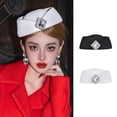thumbnail image 2 of MOMOJIA Winter Fashion Beret Glittering Rhinestones Decors Comfortable Stewardess Hat, 2 of 18