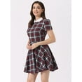 thumbnail image 3 of DARING DIVA Checks Peter Pan Collar Puff Sleeves Above Knee Dress M Red White, 3 of 6