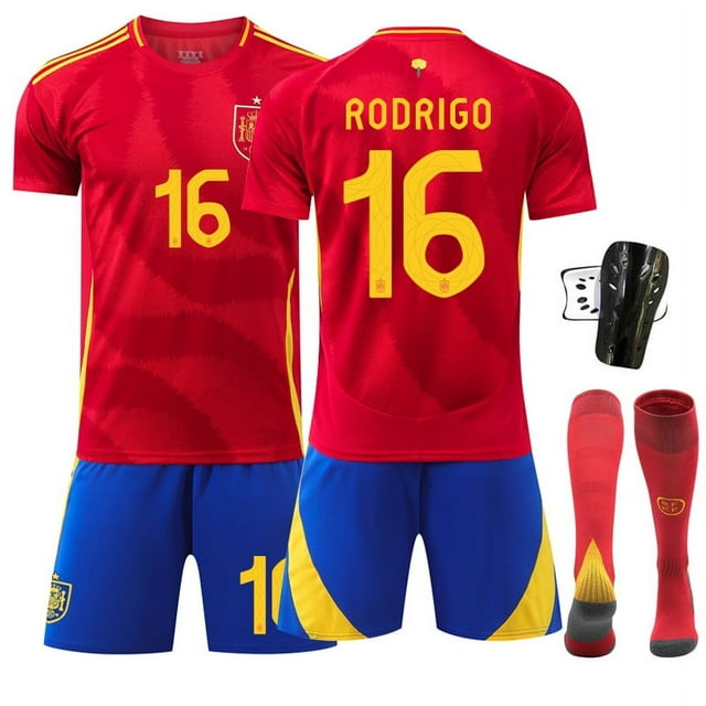 Garçons Filles Spain Domicile RODRIGO 16# LAMINE YAMAL 19# Ensemble de Maillot de Soccer Maillot de Soccer pour Enfants