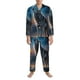 thumbnail image 3 of Fotbe Lonely Night Sky Wolf Pijama de Hombre con Estampado de Manga Larga, Conjunto de 2 Piezas, Ropa de Dormir Suave y Cómoda con Bolsillos-Medium, 3 of 7