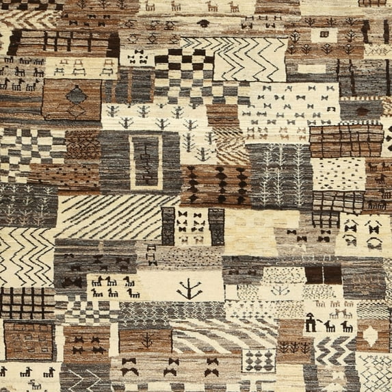 Ahgly Company Machine Washable Indoor Square Contemporary Sepia Brown Area Rugs, 8' Square