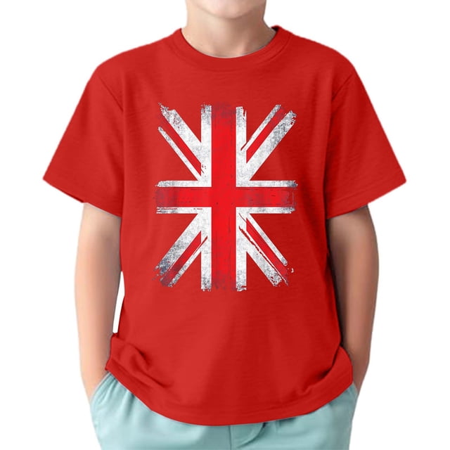TAIAOJING T-Shirts Polyvalents Garçon Fille Impression Manches Courtes Col Rond T-Shirts Haut Drapeau Vintage pour Nourrisson à Adolescent Coupe Décontractée Léger Tenue Quotidienne