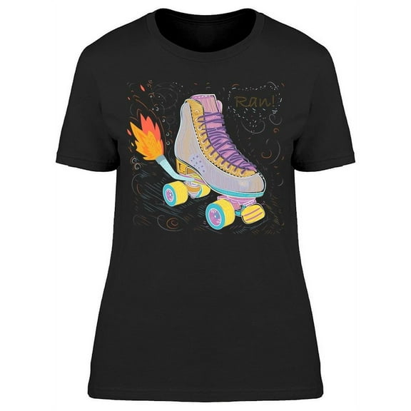 Retro Roller Skates Fire T-Shirt Women -Image by Shutterstock, Female Large