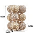 thumbnail image 3 of Champagne Gold Christmas Ball Ornaments, 2.36in 12Pcs Pearl Beaded Glitter Baubles, Shatterproof Foam Hanging Balls, Gold And White Style for Christmas Tree and Festive Decor, 3 of 7