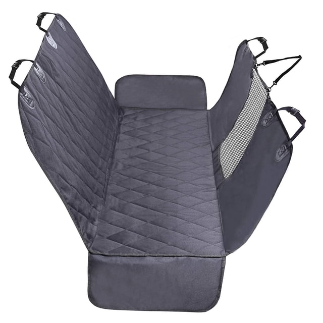 Funda de asiento para perros VIVAGLORY para asiento trasero con ventana de malla negra