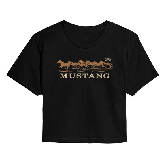 Ford - Mustang Running Horses - Juniors Cropped Graphic T-Shirt