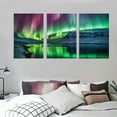thumbnail image 3 of Nawypu  Aurora Borealis Canvas Picture Northern Lights Canvas Wall Art Snow Mountain Painting Large Landscape Decor Frame (Aurora Borealis Canvas - 12''x16''X3 Panels, 3 of 4