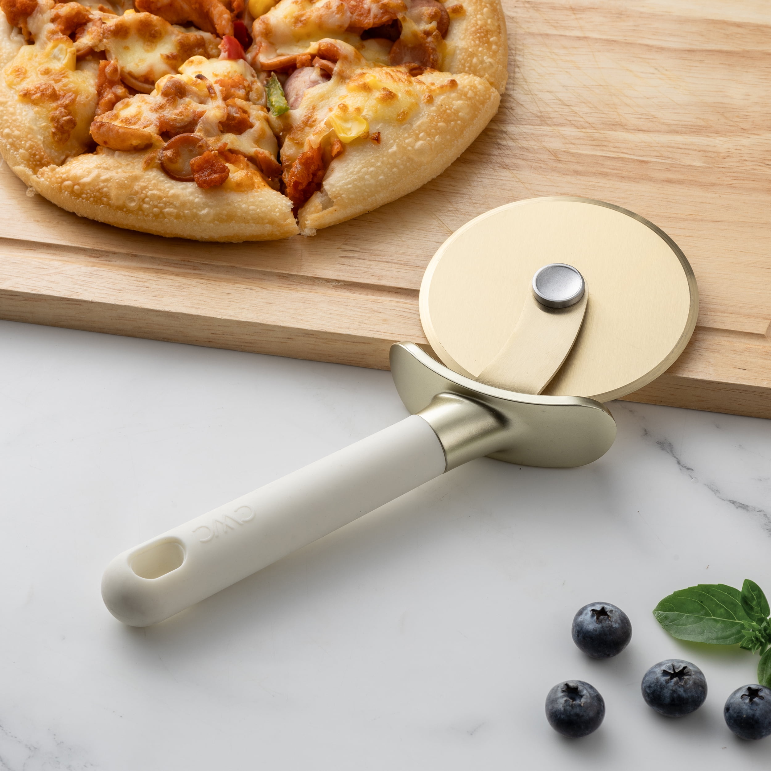 Cook with Color Stainless Steel Pizza Cutter Wheel with Blade Guard, Sharp & Versatile, Dishwasher Safe
