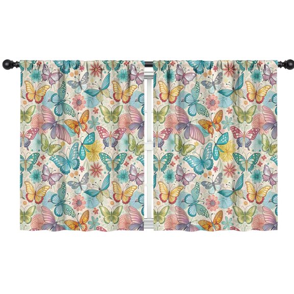 Blackout Kids Curtains,Flower and Butterfly Childrens Insulated Curtains Set Of 2,Bedroom Essentials,Toddler Room Decor 42"x54"(106x137cm)