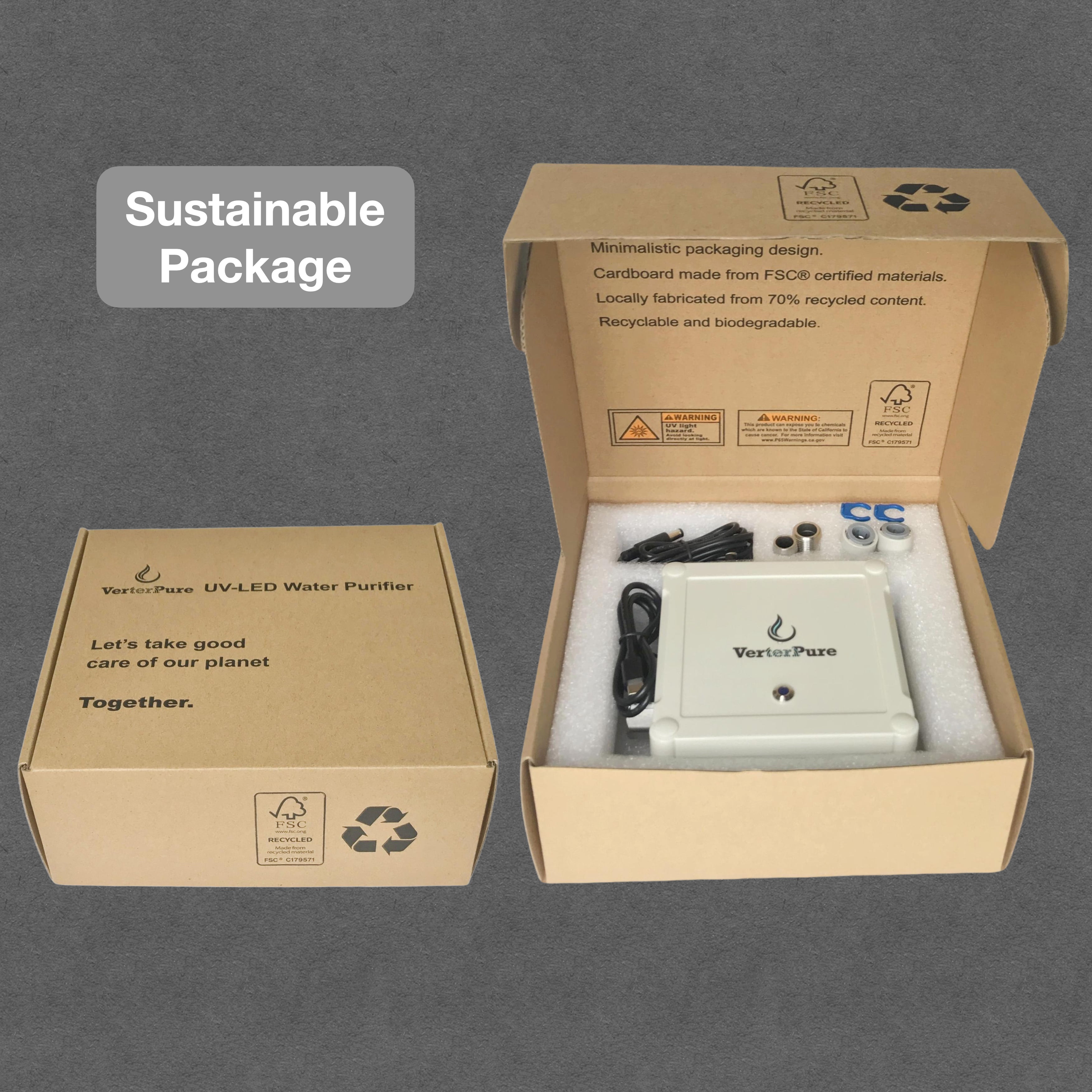 VerterPure VP6 Mini UV-C LED Ultraviolet Automatic Shut Off Under-Sink Filtration System