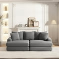 thumbnail image 5 of 3 Corduroy Couch With 3 Back Pillows, 2 Toss Pillows & Ottomans - Comfy Living Room And 86.6 Inch For Family, 5 of 6