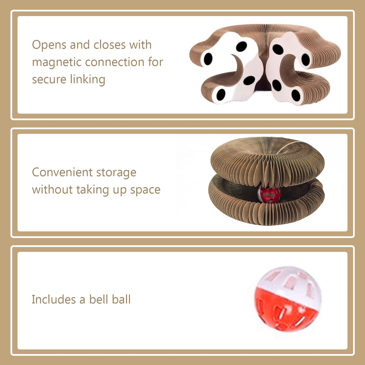 Cat Toy, Cat Scratchers for Indoor Cats Magic Organ Foldable Cardboard Cat Scratcher Kitty Toy Interactive Relieve Boredom and Exercise Brown