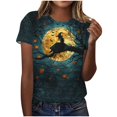 thumbnail image 5 of Qzwdhjm Plus Size Halloween Shirts for Women Crewneck Spooky Season Short Sleeve Tshirts Pumpkin Loose Casual Tops for Halloween Party, 5 of 6