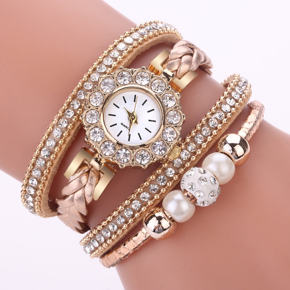 EGNMCR Bangles Women Watches Fashion Vintage Weave Wrap Quartz Wrist Watch Bracelet For Ladies Ladies watch