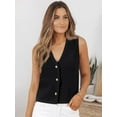 thumbnail image 2 of CAILDANL Vest Tops for Women 2025 Fall Outfits Striped Sweaters Button Up Casual Shirts Blouses Jacket Fashion Clothes, 2 of 2