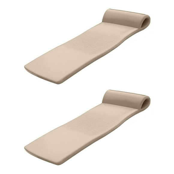 TRC Recreation Sunsation 1.75" Thick Foam Pool Float Lounger w/ Headrest, 2 Pack, Bronze