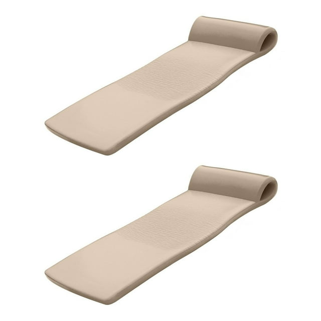TRC Recreation Sunsation 1.75" Thick Foam Pool Float Lounger w/ Headrest, 2 Pack, Bronze
