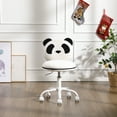 thumbnail image 2 of Guyou Cute Fuzzy Kids Chair, Faux Fur Rolling Swivel Children Desk Chair, Adjustable Student Task Chair Vanity Chair with Panda shaped Back for Living Room Study Room Kids Room , Black, 2 of 4