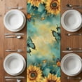 thumbnail image 4 of Sunflower Butterfly Table Runner 72 Inches Long,Retro Green Yellow Pastoral Floral Cotton Linen Table Runners Dresser Scarves,Decorative Tabletop Scarf Furniture Cover for Home Dinner Party 13"x72", 4 of 8