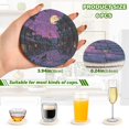 thumbnail image 2 of Yayeee 6 PCS Drink Coasters with Holder Set Woven Absorbent Round Tabletop Hot Pad, Purple Street, 2 of 7