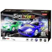 Joysway: SuperFun 205 - 1/43 USB Power Slot Car Racing Set, Layout Size: 77"x37", LED Headlights, Lap Counter, Ages 8+