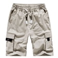 thumbnail image 1 of Pantalones cortos cargo para hombre, cintura elástica, corte relajado, pantalones cortos de trabajo informales de algodón para verano, 1 of 5