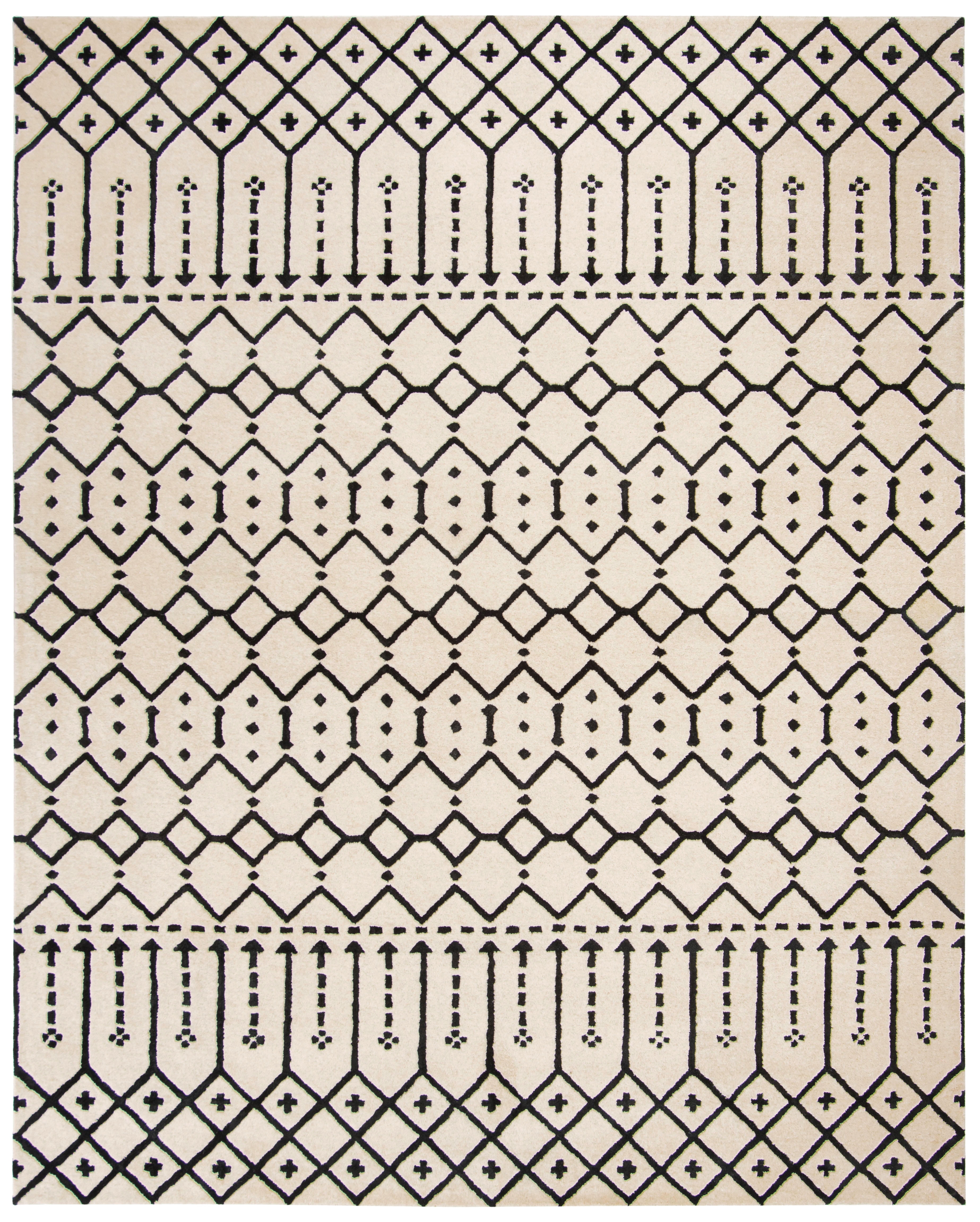 SAFAVIEH Himalaya Darin Geometric Wool Area Rug, Ivory/Black, 10' x 14'