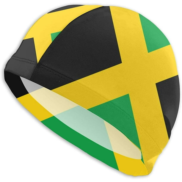 Lycra FYBTO Jamaican Flag Pride for Long Hair Novelty Swimming Caps