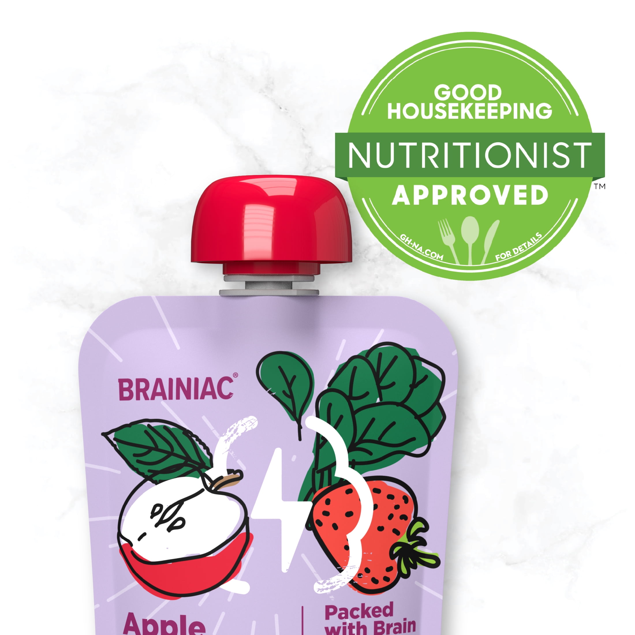 Brainiac Omega-3 Fruit and Veggie Blend Variety Pack, No Sugar Added, 3.2 oz, 40 Ct