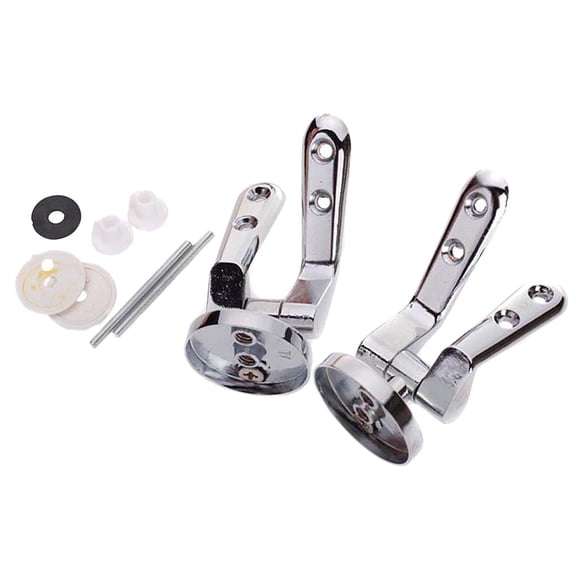 yuksok 1 Pair Solid Chrome On Metal Replacement Toilet Seat Hinges Fix Wooden Seats