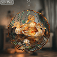 thumbnail image 4 of Duck and Lotus Umbrella 360 degree Rotating Wind Outdoor Decoration, Vibrant Metal Garden Art, No Electricity Required, 3D Festival Decoration on Terrace Courtyard, Humorous Tropical, 4 of 10