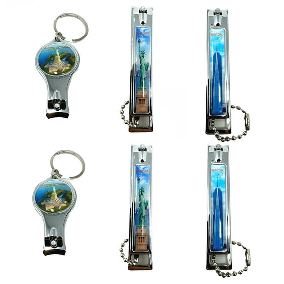 6 Pcs Nail Clipper Set, Sharp & Durable Fingernail & Toenail Clipper Cutters, New York Designs, Empire State Building, Statue of Liberty