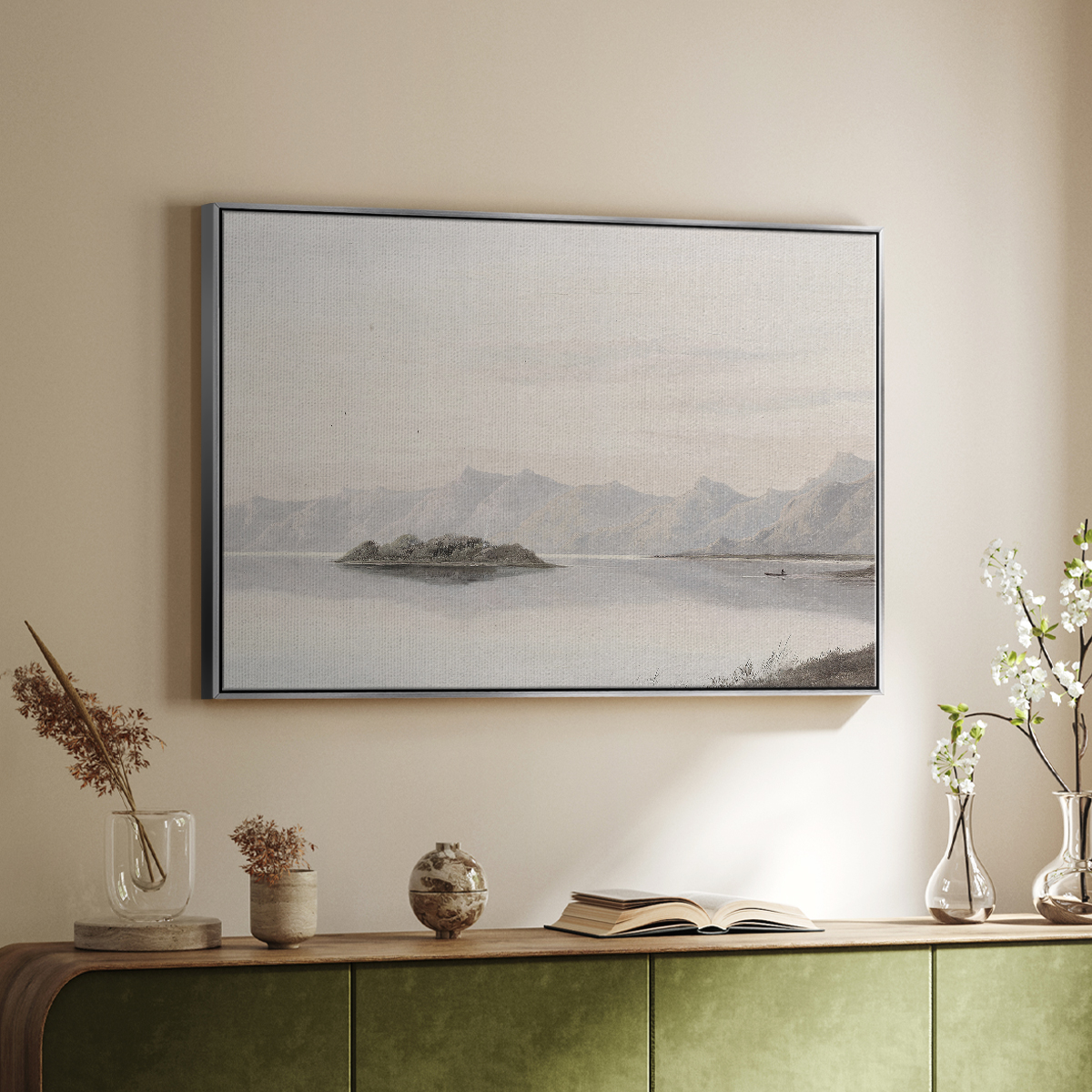 Vintage Landscape-MXI By Wexford Home Framed in Silver Wood Gallery Wrapped Canvas 25 in. x 37 in.