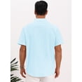 thumbnail image 3 of DARING DIVA Men's Solid Color Stand Collar Short Sleeve Henley Shirts 2XL Light Blue, 3 of 7